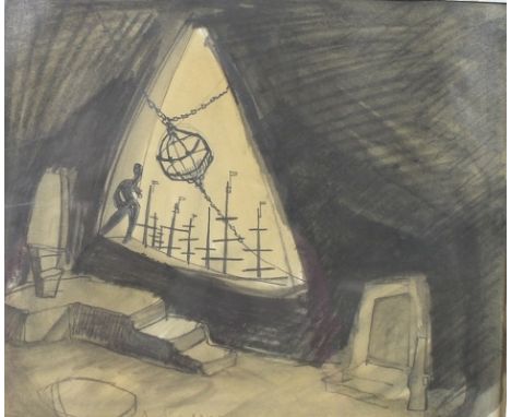 Carl Johansson - Claffe: a Modernist drawing, circa 1920, with feint ink writing Goethe 1797 to lower centre, pencil and wate