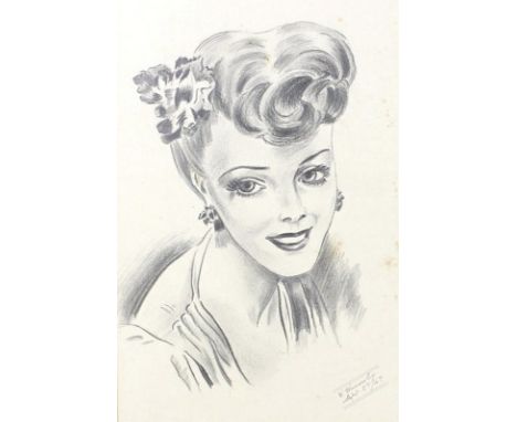 W Wornersley: 20th century pencil drawings, dated 1948, including three portraits of women, head and shoulders, and a study o