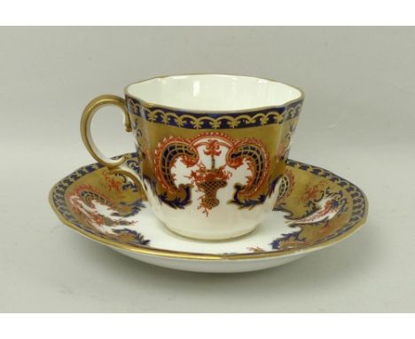 A Royal Crown Derby porcelain part tea service, late 19th century, decorated in the Imari style, comprising six teacups, six 