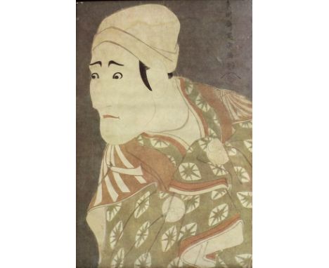 Toyokuni (Japanese, 1769-1825): a pair of woodblock prints of Sawamura Tosho the actor in the play Suekoden, with text as bac