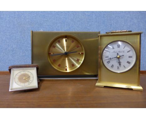 A Seth Thomas brass mantel clock and two others 