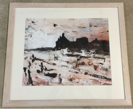 Martin Laurance mixed media 'Evening Light, Shingle Street'. Framed & glazed, 43 x 54cm. Frame size 66 x 76cm.