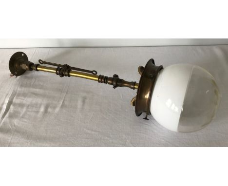 Converted to electricity. With white and clear glass light shade, c.1920's. Approx 46cm long.