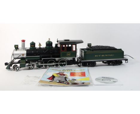 A Bachmann G-Scale Spectrum 28905 Baldwin Steam 4-6-0 locomotive with tender