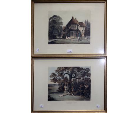 After Wolstenholme, a set of four coloured engravings by Sutherland, 'Shooting'. Plates I - IV, published by Ackermann, 30 x 
