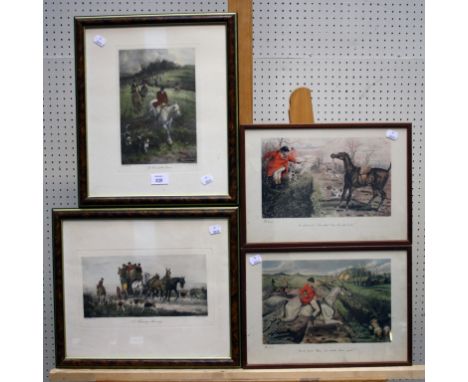 After John Leech a set of fourteen coloured hunting prints 24.5 x 35cm together with a pair of hunting lithographs after Geor
