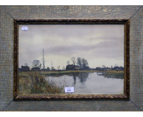 After R W Fraser A Fenland landscape lithograph 30 x 44cm