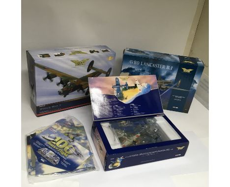 Three boxed Corgi Aviation Archive airplanes comprising a limited edition Guadalcanal Two Piece set, an Avro Lancaster B1 and