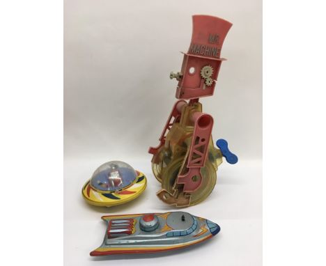 A Mr Machine robot and two tin plate spaceships (3).