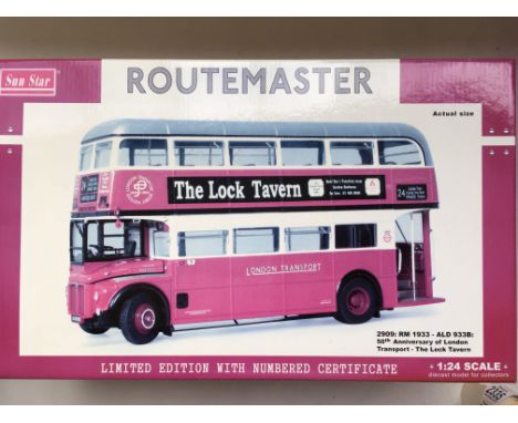 A mint boxed Sun Star 1/24 scale Routemaster 2909 RM 1933-ALD 933B 50th anniversary of London Transport -The Lock Tavern ( so