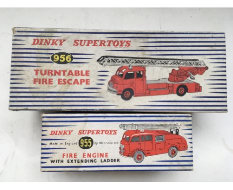 A boxed Dinky Supertoys Fire Engine No 955 together with a boxed Dinky Supertoys Turntable fire escape No 956.