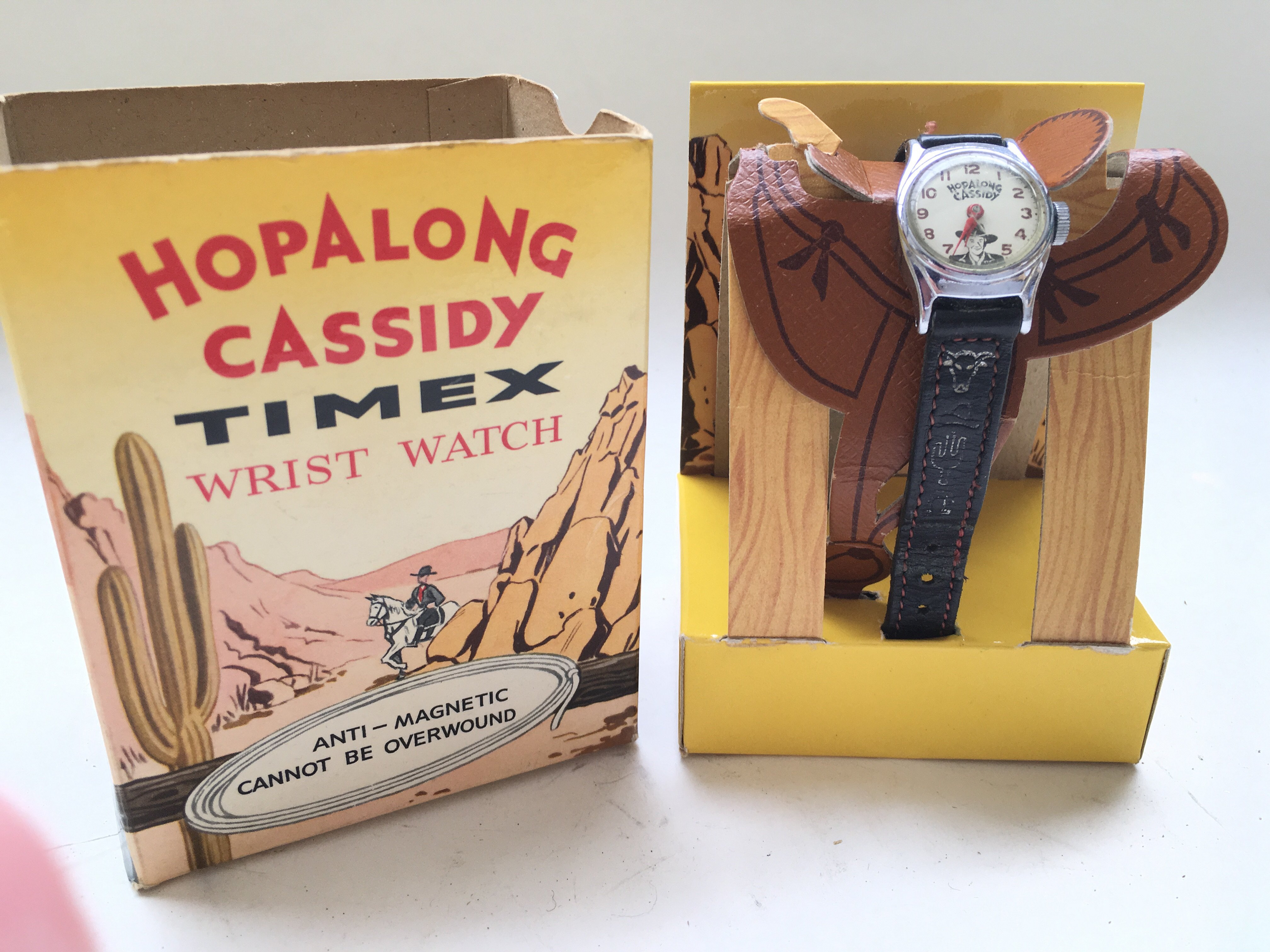 A boxed Hopalong Cassidy anti Timex wrist watch.