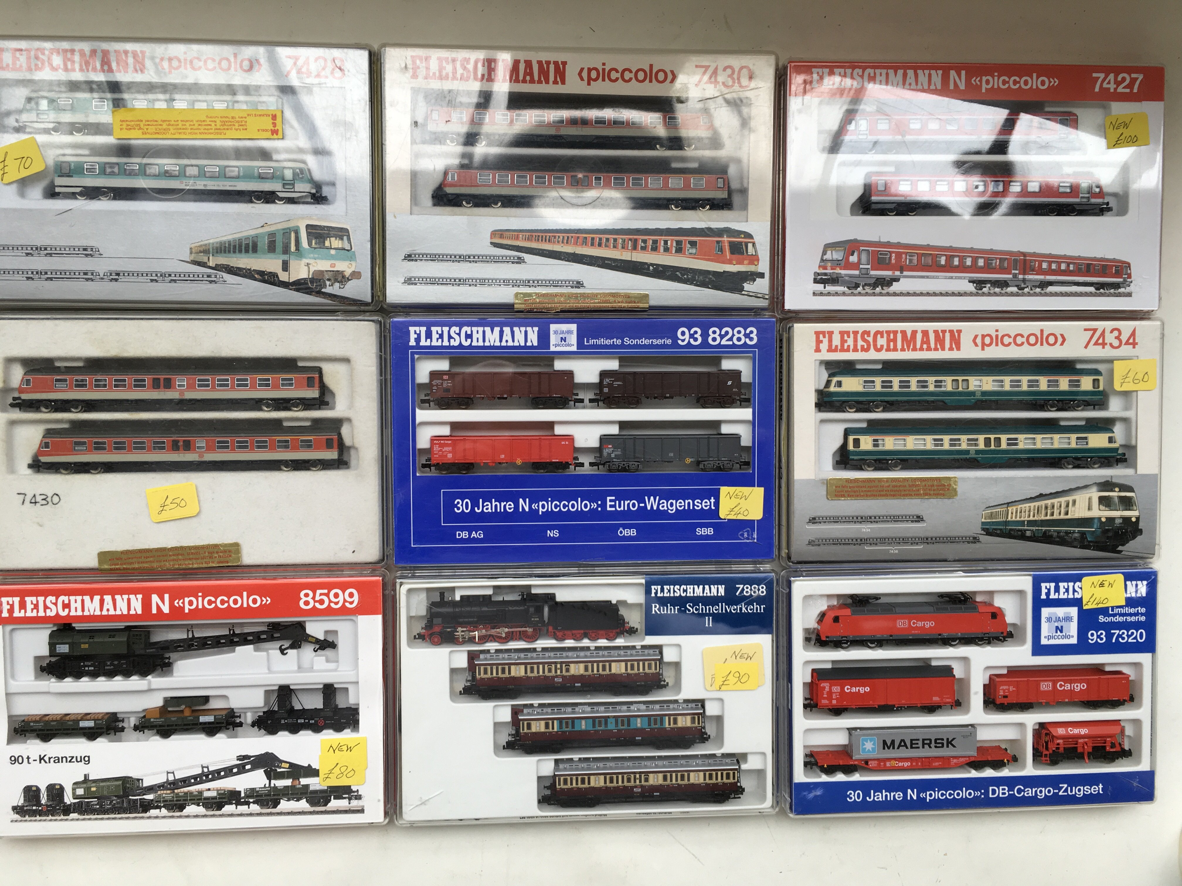 A Collection Of 9 Boxed Fleischmann " N " Gauge Railway Sets