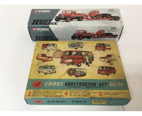 A boxed Corgi Constructor set No.24, incomplete and a Corgi Classics Wynn's Scammell Articulated Bedford Low Loader set 31004