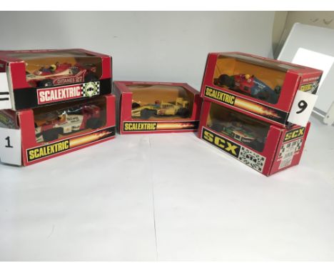 A selection of 5 Spanish scalextric cars including a Mclaren MP4 which was unreleased in the UK, all boxed and in good condit