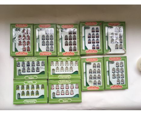 A collection of 44 boxed 1980s Subbuteo football teams including Liverpool , Everton etc