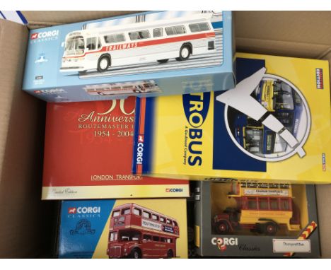 A collection of mint boxed Corgi lorries , buses including sets, and a Marilyn Monroe Ford thunderbird and figure No 39902.