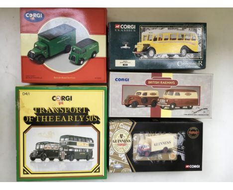 A collection of Corgi Classics including The Cadburys collection plus others, and a small collection of relevant brochures an