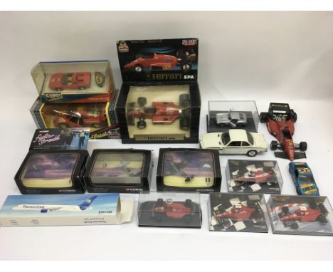 A collection of various boxed and loose die cast vehicles including Corgi, Mira and others.