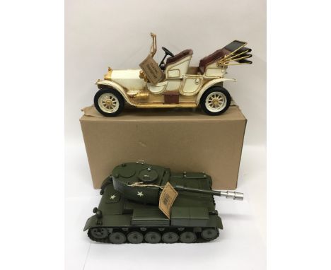 Two boxed Lesser & Pavey models comprising a tank and a vintage car (2).