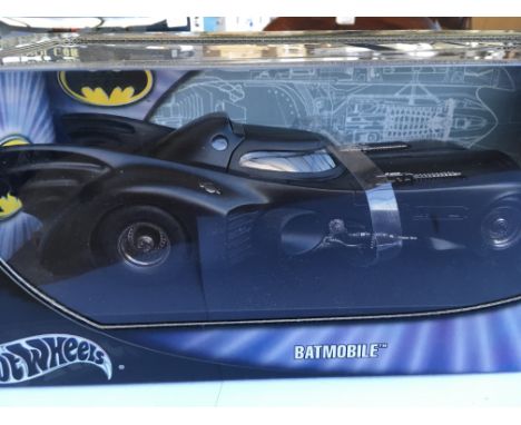 A boxed 1/18 scale Batmobile by Hotwheels /Mattel