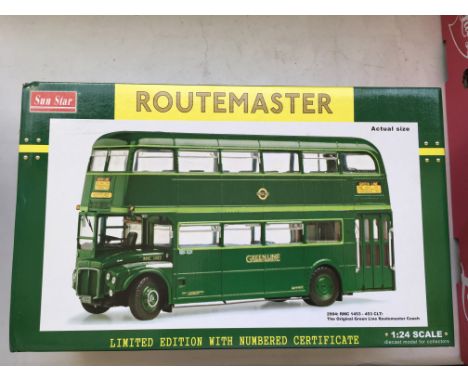 A mint boxed SunStar Green Line Routemaster bus RMC 1453 1/24 scale