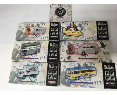 A collection of 6 boxed Beatles Corgi Classics model vehicles