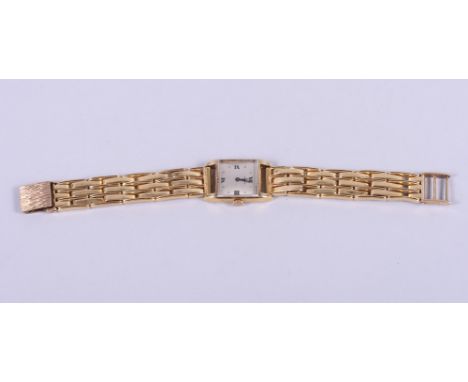 An 18ct gold cased Zenith cocktail watch, champagne dial and Roman numerals with seven jewels movement, on an 18ct gold gate 