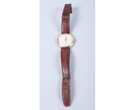 A gentleman's vintage Longines manual wind wristwatch with 10ct gold filled case and chequered dial with Arabic and baton num