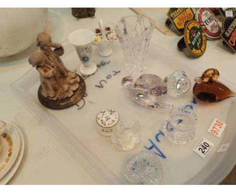 Small selection of ceramic and glass ornaments including Wedgwood