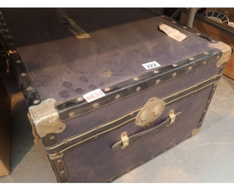 Blue Nessman luggage trunk with brass fittings 