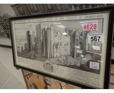 Lithograph Goodrich Castle and large photo of Withington girls school 1938
