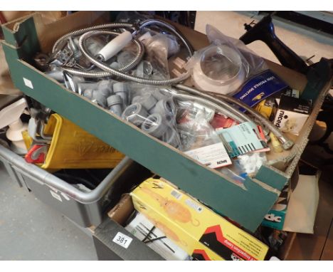 Three boxes of mixed tools and workshop items 
