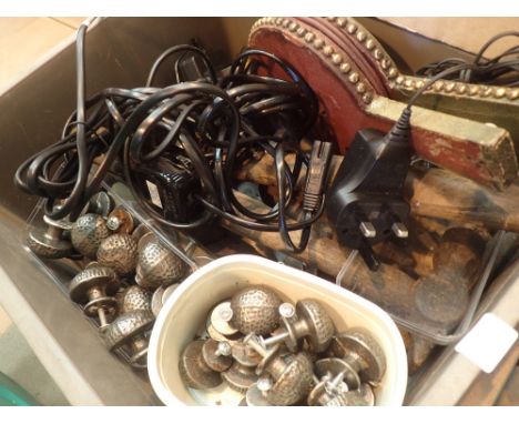 Box of mixed tools and handles