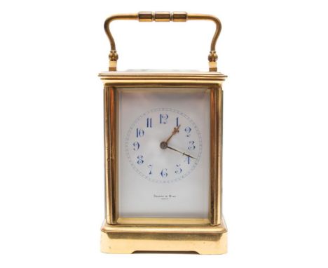 A French Victorian Corniche carriage clock: the eight-day duration movement having a platform lever escapement with the backp