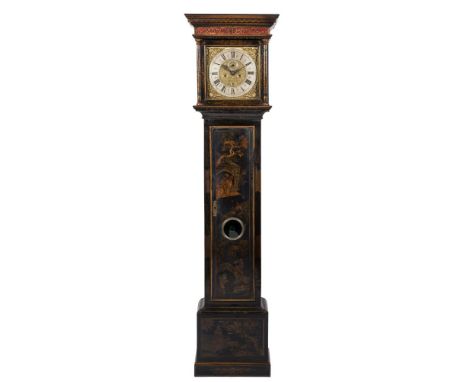 Thomas Loftus, Wisbech, a lacquered longcase clock: the eight-day duration movement having finned pillars and striking the ho