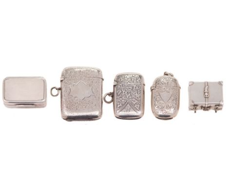 A Continental silver pill box, bears import marks: in the form of a suitcase, 3cm. wide, an engine turned box and three engra