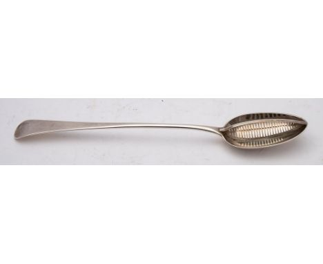 A George III silver Old English pattern straining spoon, maker Charles Hougham, London, 1791: 30cm. long, 4.00ozs.