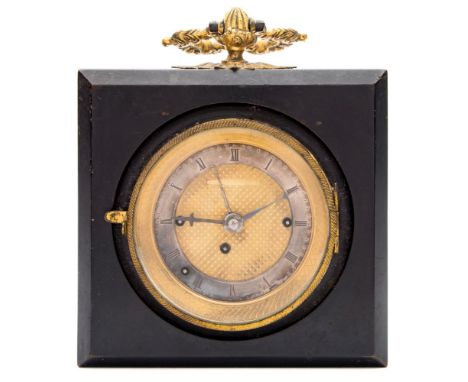 An early 19th century Austrian ebonised grande-sonnerie travelling clock: the thirty-hour duration movement having a brass ba
