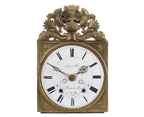 A French Comptoise wall clock: the eight-day duration, weight-driven skeletonised movement with inverted verge escapement str