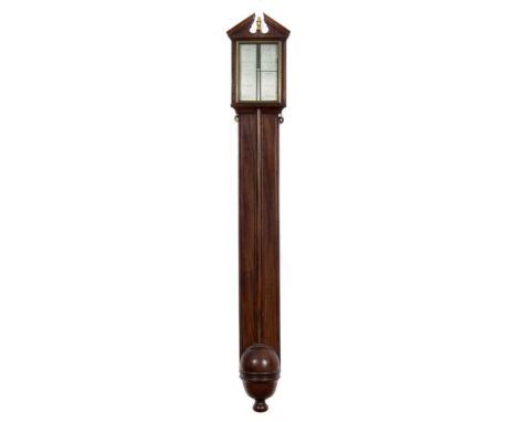 John Rittson, a Georgian walnut stick barometer: the silvered plates signed The Great Barometer, Made & Sold by John Rittson 