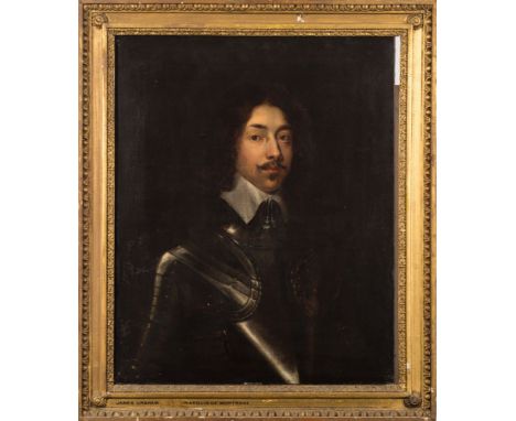 Circle of William Dobson [1611-1646]-A portrait of James Graham, Second Marquis of Montrose, bust-length, in armour with whit