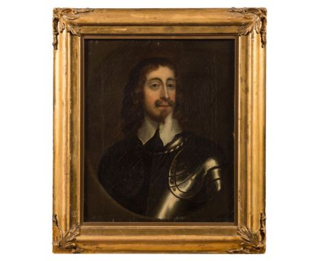 English School 18th Century-Portrait of a gentleman in armour:oil on canvas within a painted oval34 x 27.5cm.