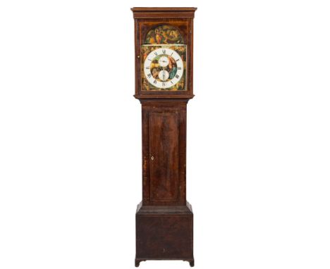 John Adam, Paisley, a mahogany longcase clock: the eight-day duration movement striking the hours on a bell, with the thirtee