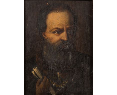 Dutch School late 18th/early 19th Century-Portrait of a scholar:-oil on panel17.5 x 12cm,