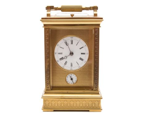 A French Victorian Anglaise carriage clock: the eight-day duration movement having a replaced platform lever escapement and s