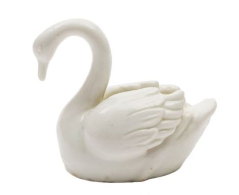 A Lowestoft model of a swan: in the white, naturalistically modelled with neck arched, circa 1770-80, 7 cm. long* Provenance: