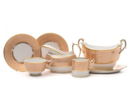 A Flight Barr & Barr (Worcester) porcelain part tea service: comprising five tea cups, four cans, six saucers, a two handled 