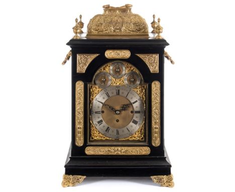 A large Victorian chiming bracket clock: the eight-day duration, triple-fusee movement with anchor escapement, striking the h