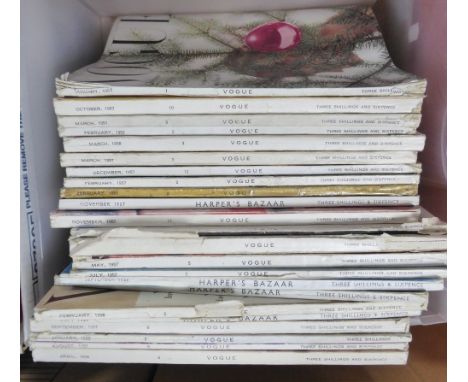 VOGUE MAGAZINE.  A GOOD SELECTION OF VINTAGE BACK ISSUES ranging from 1951-1958, 19 individual copies, well illustrated, vari